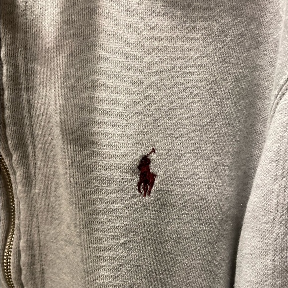 Ralph Lauren Light Gray Full-Zip Hoodie with Red Pony - Picture 2 of 4